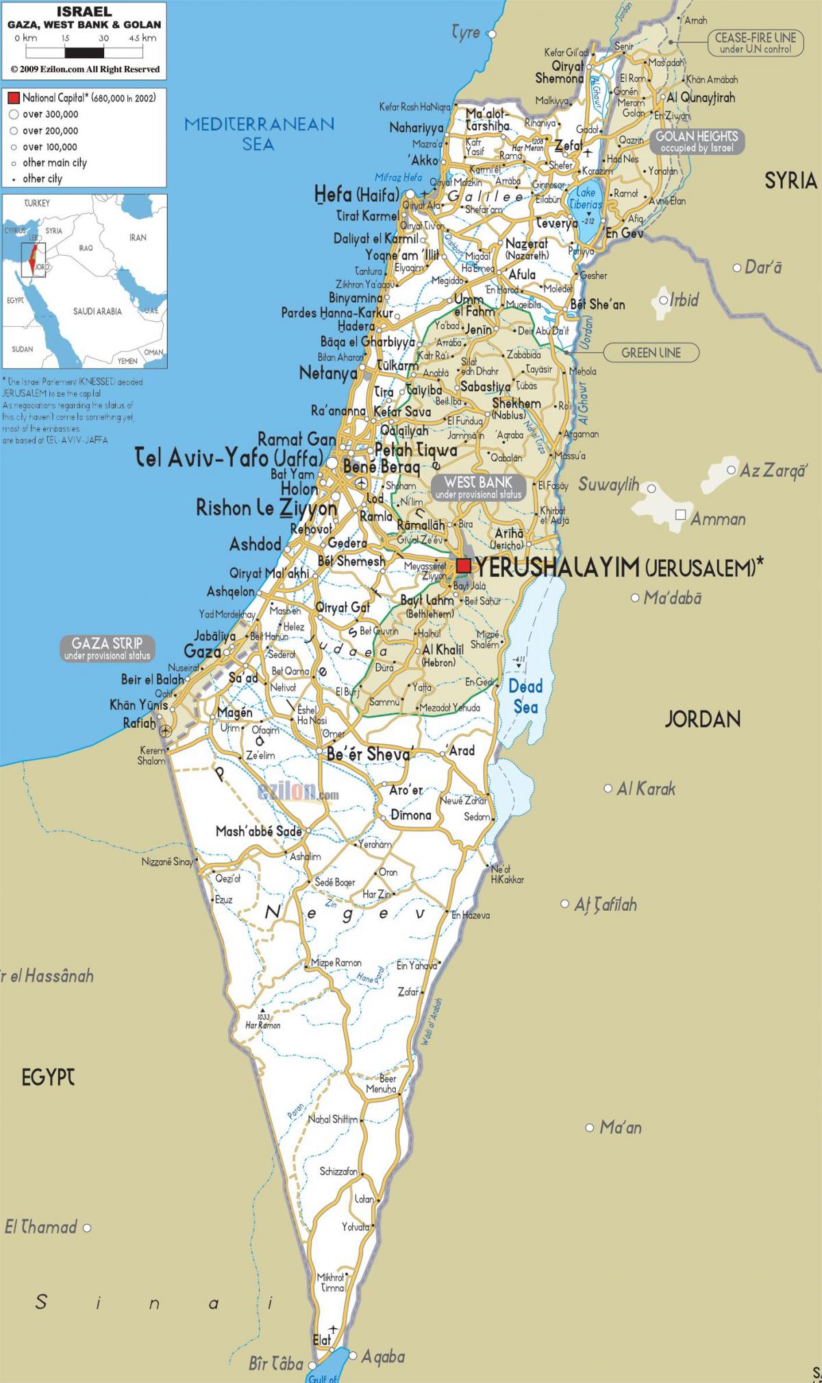 mapa ng israel kalsada