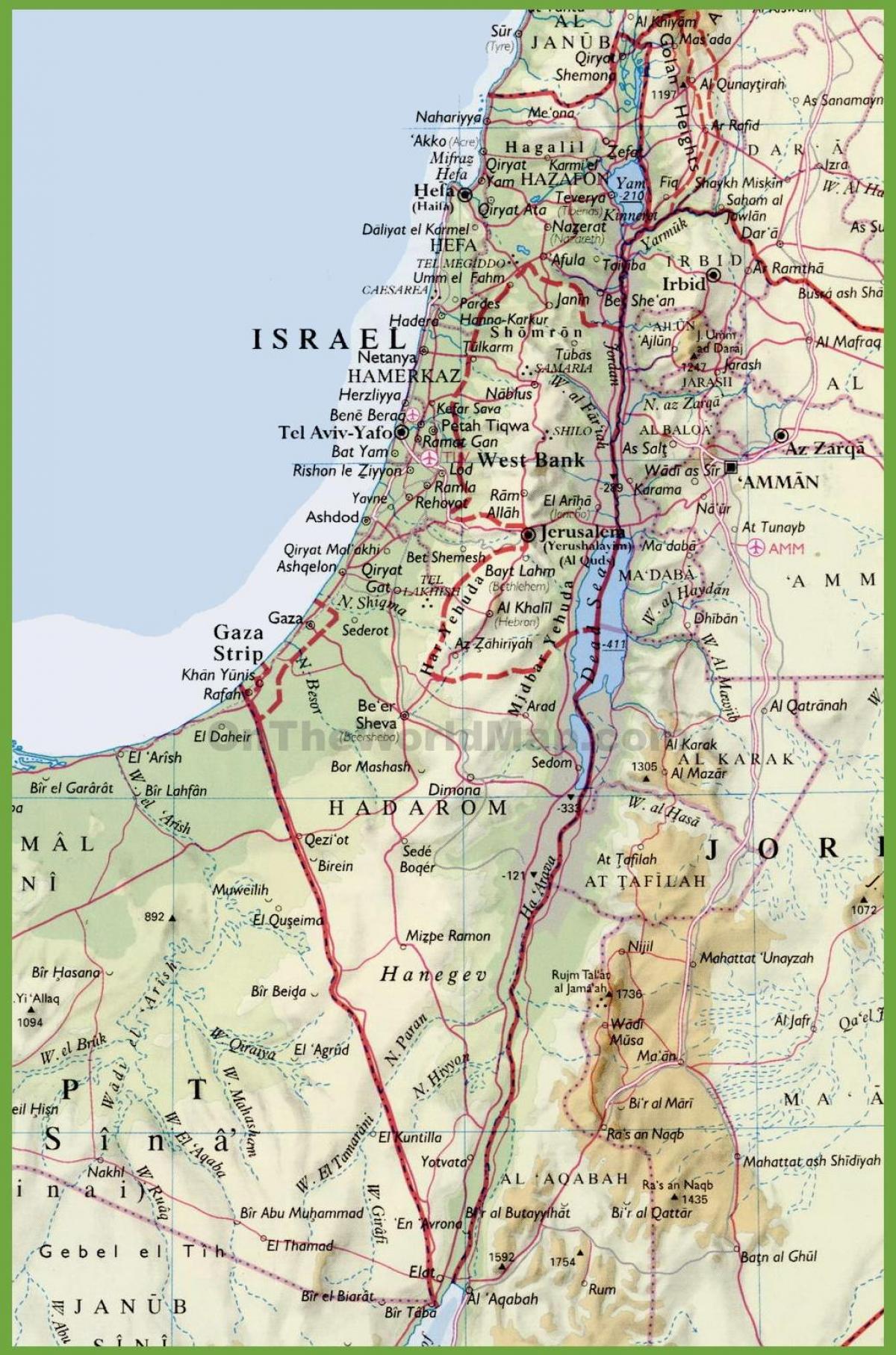 israel sa mga lungsod mapa