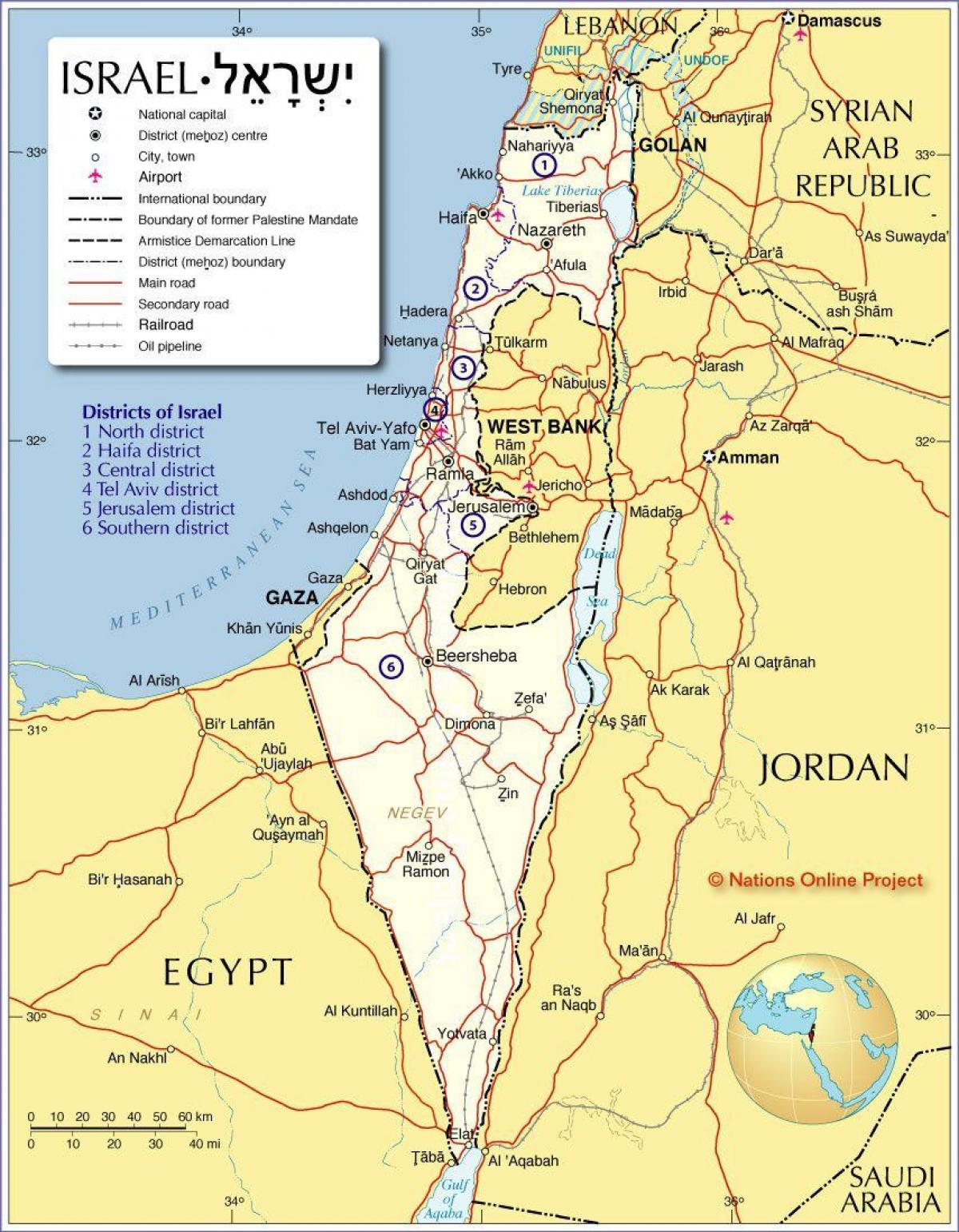 israel rehiyon mapa